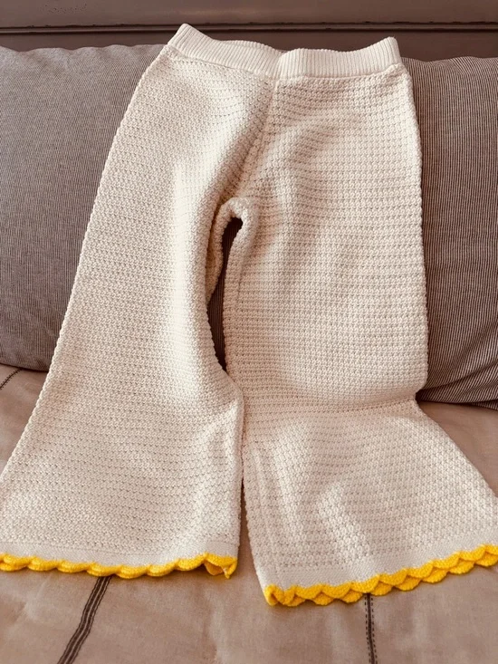 GAP Crocheted Flare Pants with Yellow Scalloped Trim - Picture 2 of 5